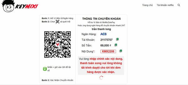 thanh toán từng bước theo hướng dẫn trên website